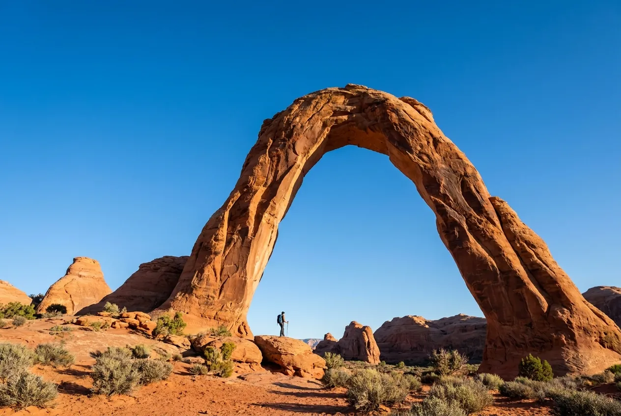 An iconic sandstone arch in Arches National Park