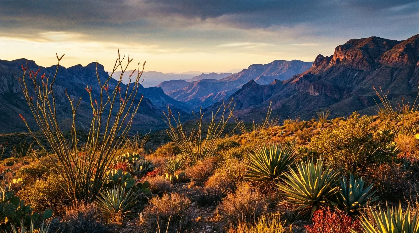 Big Bend country desert mountains at golden hour