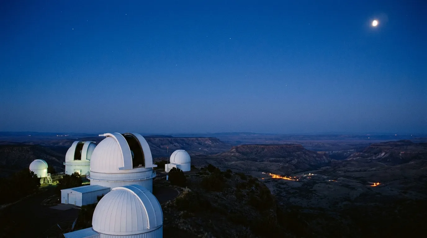McDonald Observatory domes at dusk