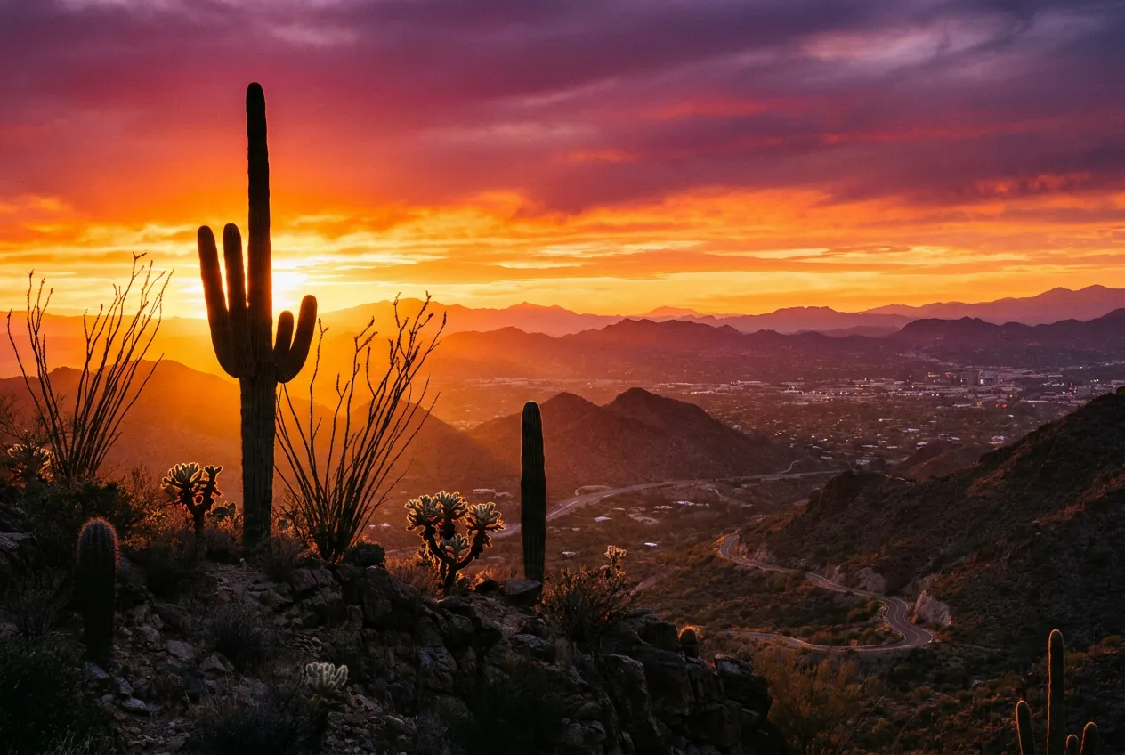 Sonoran desert sunset vista near Tucson