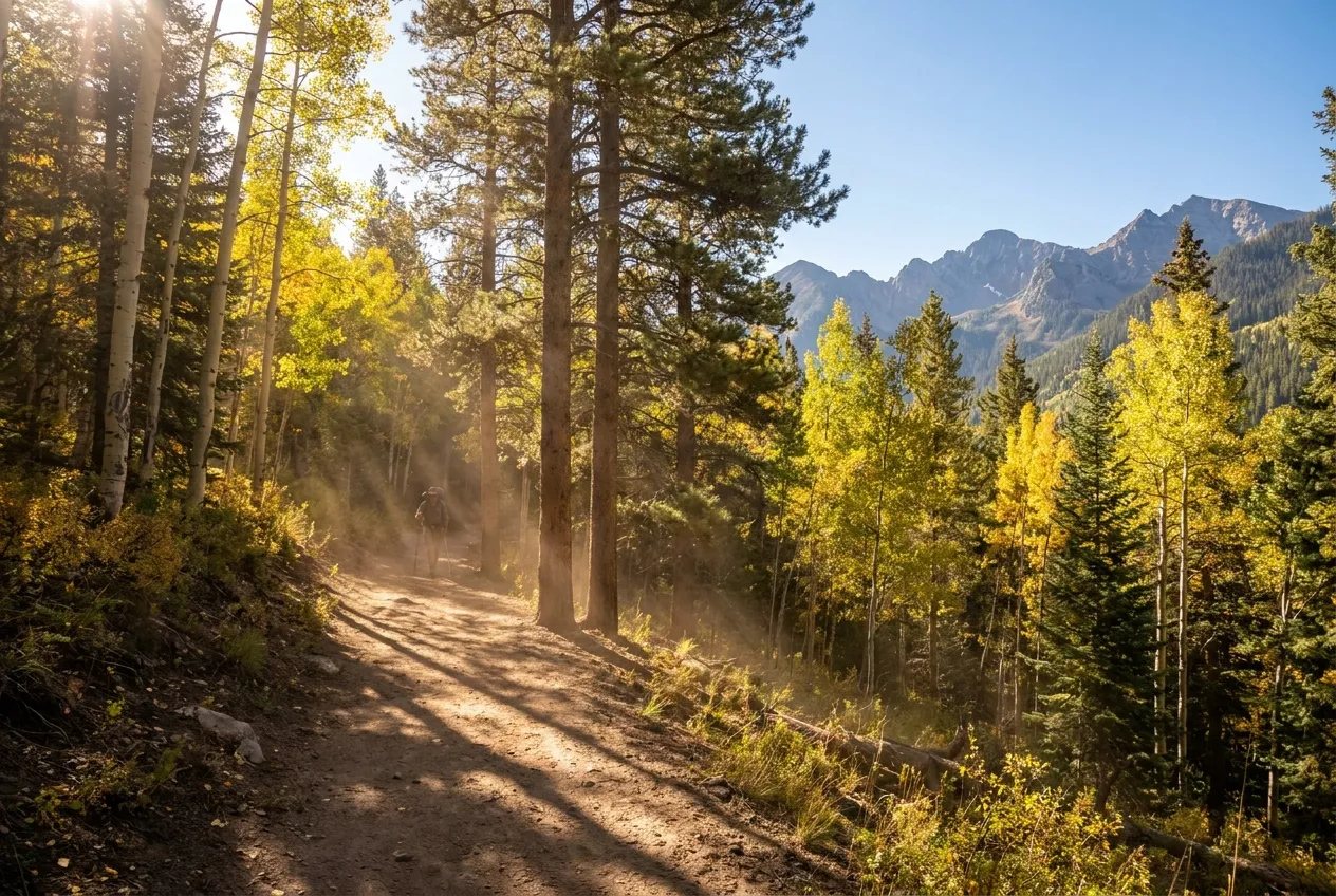 A hiking trail through the forest