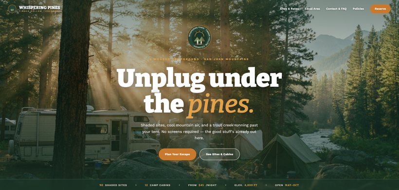Tall Pines template — Whispering Pines home page